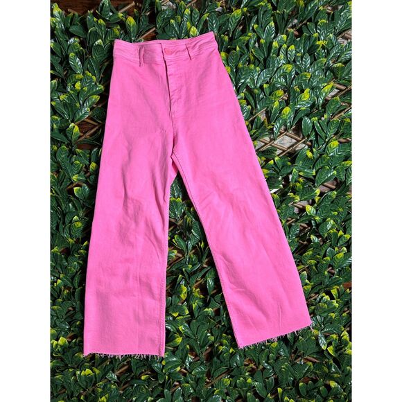 Zara High Rise Hot Pink Wide Leg Jeans Size 4 - Picture 1 of 3